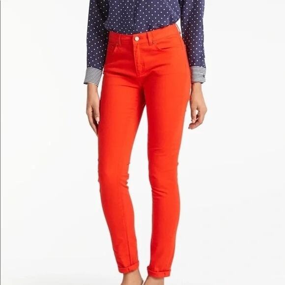 Boden The Soho Skinny Ankle Mid Rise Stretch Denim Jeans Pockets 8 P Red #4126 - Picture 1 of 15
